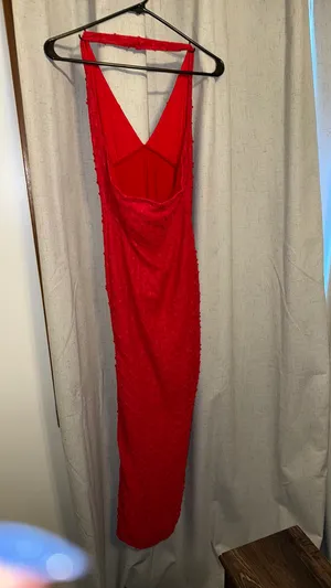 SheIn Red textured halter top dress thumbnail 4