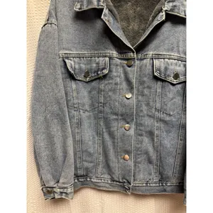 BEI BEI Women's XL Denim Truck Jacket Faux Fur Lining‎ Detach Collar NWOT thumbnail 2