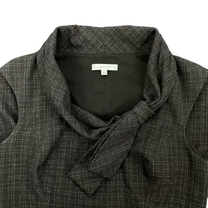Classiques Entier Check Sheath Dress Bow Neck Gray Brown Size 6 thumbnail 9