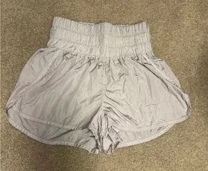 FREE PEOPLE FP movement the way home Gray High-Waisted Shorts size medium thumbnail 1