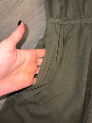 aerie Olive Green Sleeveless Tie-Shoulder One-Piece Romper thumbnail 3