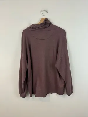 Aerie Oversized Cozy Mauve Cowl Neck Sweatshirt Lightweight Size Small thumbnail 5