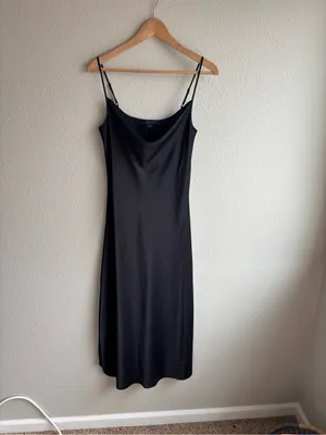 Sleek Black Slip Midi Dress thumbnail 3
