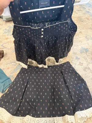 navy floral skirt and tank set thumbnail 1