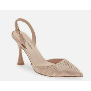Jeffrey Campbell Zivote Crystal Satin Slingback Heels size 6 Light Pink Combo thumbnail 2
