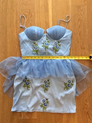 XS Tull dress with built-in corset light blue with flowers halloween costume thumbnail 7