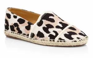 NEW Schutz Ohanna Printed Canvas Leopard Espadrilles Flat Slip On thumbnail 1