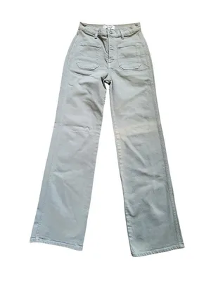 REFORMATION Pants Women 26 Alyssa High Rise Wide Leg Jean Green FLAW STAINED thumbnail 1