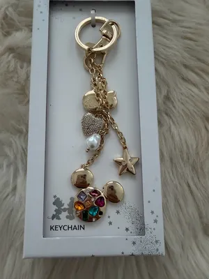 Disney Gold-tone Mickey Charm Keychain with Multicolor Gems and Star thumbnail 3