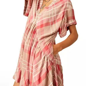 Free People Agnes Plaid Cotton Minidress size‎ small thumbnail 3