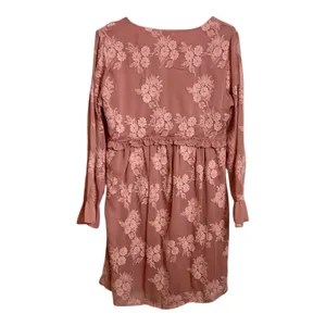 Altard State Dusty Rose Floral Embroidered Ruffle V Neck Mini Dress Long Sleeve thumbnail 5