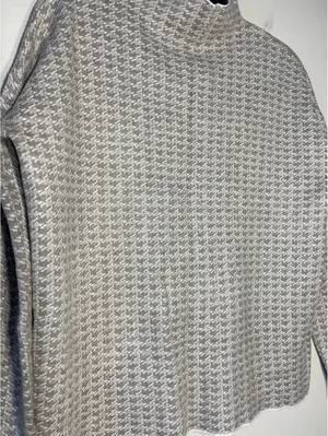 Houndstooth Mock Neck Sweater Neutral Academia Normcore M thumbnail 4