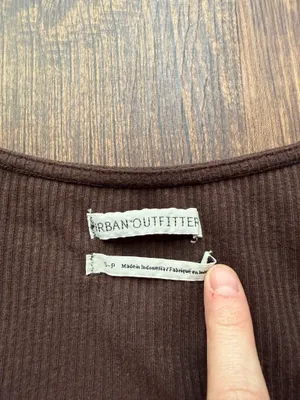 Brown Urban Outfitters Ribbed Cropped Square Neck Top - Size S thumbnail 3