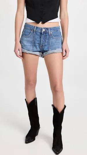 NWT Free People Beginner's Luck Slouchy Roll Cuff Denim Shorts. Size 28 thumbnail 9
