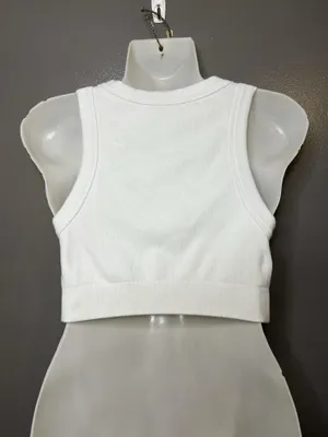 OFFLINE By Aerie Sports Bra Womens Medium White Seamless Racerback Crop Stretch thumbnail 5