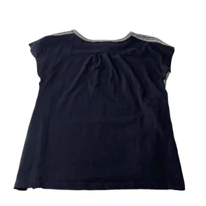 Talbots Women's Size‎ Petite Large Embroidered Navy Cotton Top Light Coastal thumbnail 5