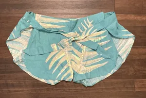 Patagonia Garden Island Shorts Teal Tropical Leaf Hemp Tencel M NWT Wrap Tie thumbnail 1