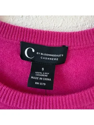 C By Bloomingdale’s 100% Cashmere Crewneck Sweater Size Small Cherry Blossom thumbnail 4