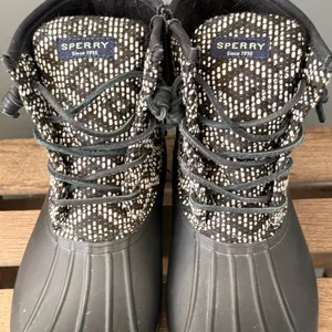 Sperry Saltwater Duck Boots Tribal Aztec Print Size 8.5 A36‎ thumbnail 4