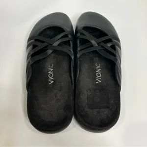 Vionic Claire black leather mules slip on shoes‎ women's size 9 business casual thumbnail 6