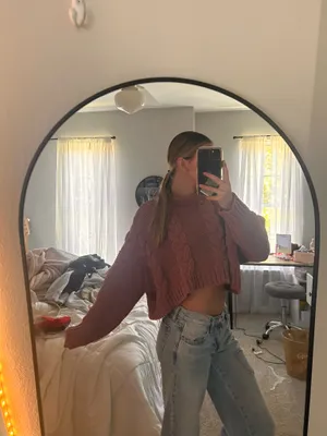 Altar'd State Blush Pink Cable Knit Sweater thumbnail 2