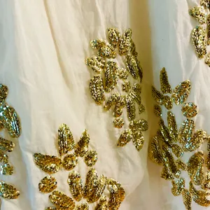 Anthropologie Cream and Gold Embellished Blouse thumbnail 4