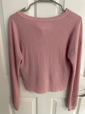 American Eagle Long Sleeve Waffle Knit Top thumbnail 2