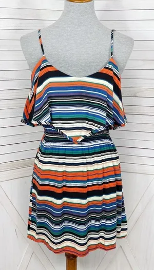Exotik Y2K Striped Layered‎ Mini Dress Sundress Multicolor Small thumbnail 1