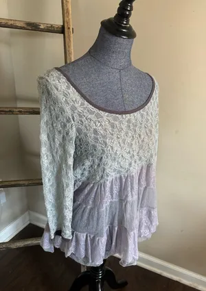 Lace Frill Long Sleeve Top thumbnail 1