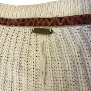Free People Damsel Boxy Cream Chunky Knit Sweater Bell Sleeve Womens Small thumbnail 6
