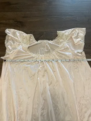 Vintage Miss Elaine Light Pink Lace-Trim Nightgown, Size Medium thumbnail 2