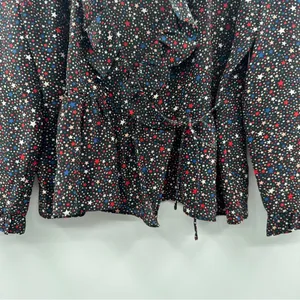 Madewell Silk‎ Ruffle-Hem Wrap Long Sleeve Top in Starry Night Size M thumbnail 4