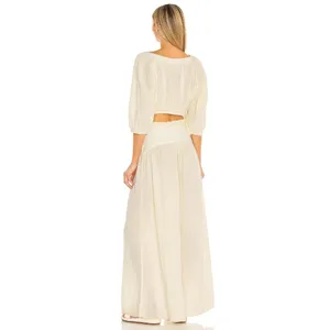 NWT Free People Lou Lou Set in Solitary Star Gauze Top Wide Leg Pants S $168 thumbnail 3