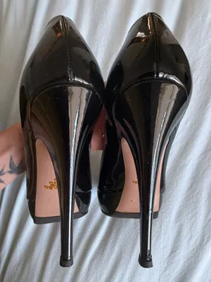 Prada Milano Black Patent Leather Peep Toe Platform Pumps Size 8.5 US thumbnail 10