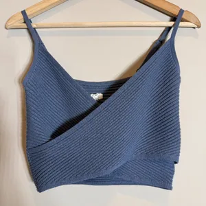 Aerie Cross Front Sweater Tank Top Women's Medium Marbled Blue Summer Going Out thumbnail 5