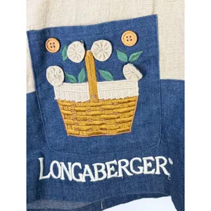 BellePointe Vest Beige Blue Embroidered Basket Floral Linen Blend 3X thumbnail 3