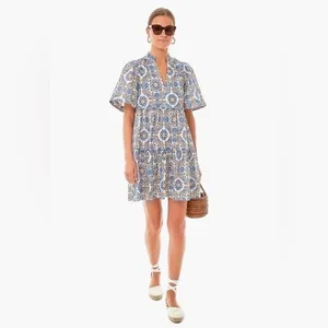 Tuckernuck Golden Medallion Crawford Dress Size Large Blue Cotton Mini thumbnail 4
