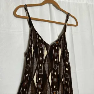 Simply‎ Fashion Brown Tan V Neck Spaghetti Strap Lightweight Midi Dress Medium thumbnail 3