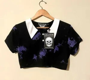 KILLSTAR Gothic Dye Fast Crop Top in Violet thumbnail 1