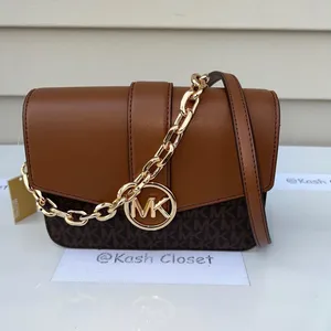 Michael Kors Brown Carmen Small Monogram Flap Crossbody thumbnail 1