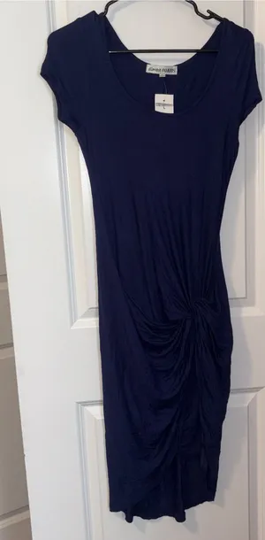 NWT Rue21 Navy Midi Knot-Detail Scoop Neck Dress Size: L thumbnail 1