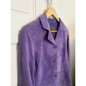 Vintage Brandon Thomas Purple Suede Leather Jacket Womens Medium VTG Blazer thumbnail 3
