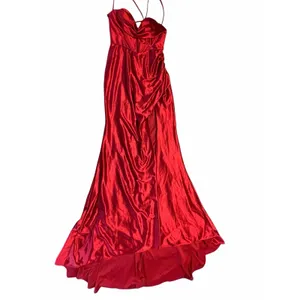 STACEES Red Satin Corset Gown Thigh-High Slit - Size 8 thumbnail 4