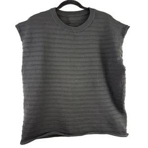Black Textured Ribbed Knit Sweater‎ Vest Sleeveless Crew Neck Top XXL N5G045 thumbnail 1