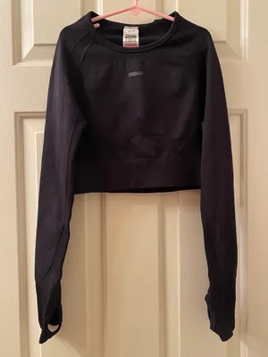 Gymshark Flex Long Sleeve Crop Top Cut Out Size Small Black thumbnail 1