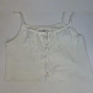Brandy Melville Women’s Cream Button-Up Cropped Top Size‎ XS-S thumbnail 3