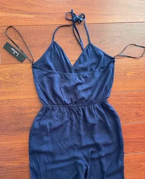 Lulus Learning to Fly Navy Blue Halter Jumpsuit size medium NWT thumbnail 8