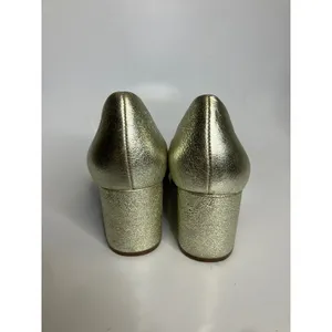 Naturalizer Wright Pumps Women 7.5M Gold Good Metallic Block Heel Buckle Leather thumbnail 4