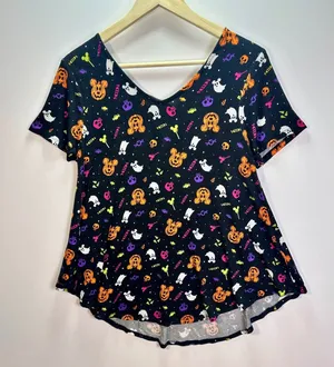 Disney Parks Halloween Mickey Jack O Lantern Lattice Back Top Small Black thumbnail 1