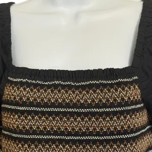 MADEWELL Black Smocked Embroidered Puff‎ Sleeve Poplin Mini Dress NWT Size Large thumbnail 3